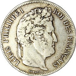 5 francs, 2e type Domard, Louis-Philippe Ier, 1837, Lille