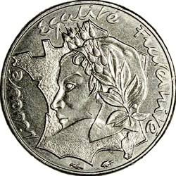 10 francs Jimenez, pointe de la Bretagne au listel, Ve République, 1986