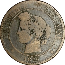 10 centimes Cérès, IIIe République, 1876, Bordeaux
