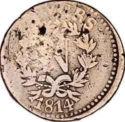 10 centimes d'Anvers à l'N, Napoléon Ier, 1814, Anvers, atelier de l'arsenal