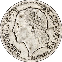5 francs Lavrillier, aluminium, GPRF, 1946, Castelsarrasin