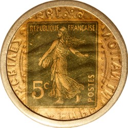 Timbre-monnaie du Crédit Lyonnais, 5 cts vert, type 7a, 1920-1923, Paris