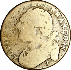 12 deniers au faisceau type François, Louis XVI, 1792, an 4, Limoges