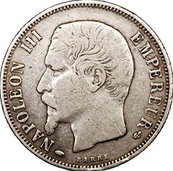 1 franc, tête nue, Napoléon III, 1859, Paris