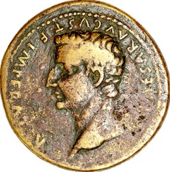 Dupondius of Lyon Altar, Tiberius caesar, 10, Lyon