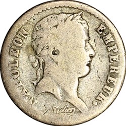 Demi-franc, tête laurée, République, Napoléon Ier, 1808, Rouen
