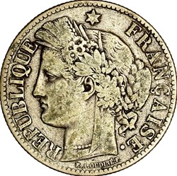 2 francs Cérès, avec légende, IIIe République, 1871, A normal, Paris