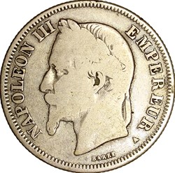 2 francs, tête laurée, Napoléon III, 1868, Paris