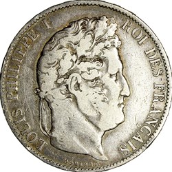 5 francs, 3e type Domard, Louis-Philippe Ier, 1844, Lille