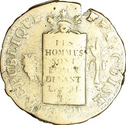 2 sols à la table de la loi, daté, la Convention, 1793, an II, Lille