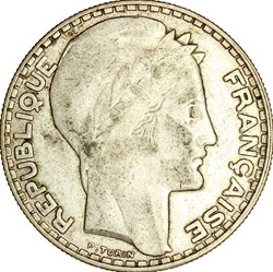 20 francs Turin, rameaux longs, IIIe République, 1933