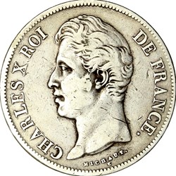 5 francs 2e type, Charles X, 1828, Lille