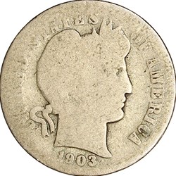 1 dime Barber, 1903, Philadelphie