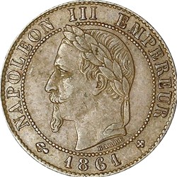 Un centime, tête laurée, Napoléon III, 1861, Strasbourg