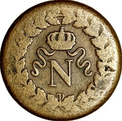 Un décime à l'N couronnée, Napoléon Ier, 1814••, Strasbourg