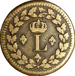 Un décime à l'L couronnée, Louis XVIII, 1814 •, Strasbourg
