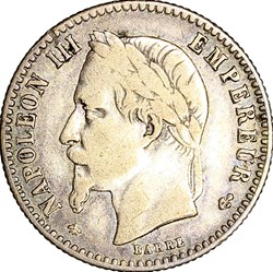 50 centimes, tête laurée, Napoléon III, 1867, Paris