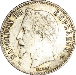 50 centimes, tête laurée, Napoléon III, 1864, Bordeaux