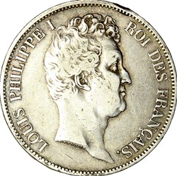 5 francs, type Tiolier, avec I, tranche en relief, Louis-Philippe Ier, 1830, Paris