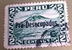 Arequipa y El Misti - "Pro Desocupados" - Verde (Peru 1934)