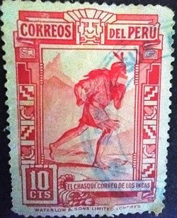 El Chasqui: Correo de los Incas - Vermelho - 10 Cts (Peru 1936)