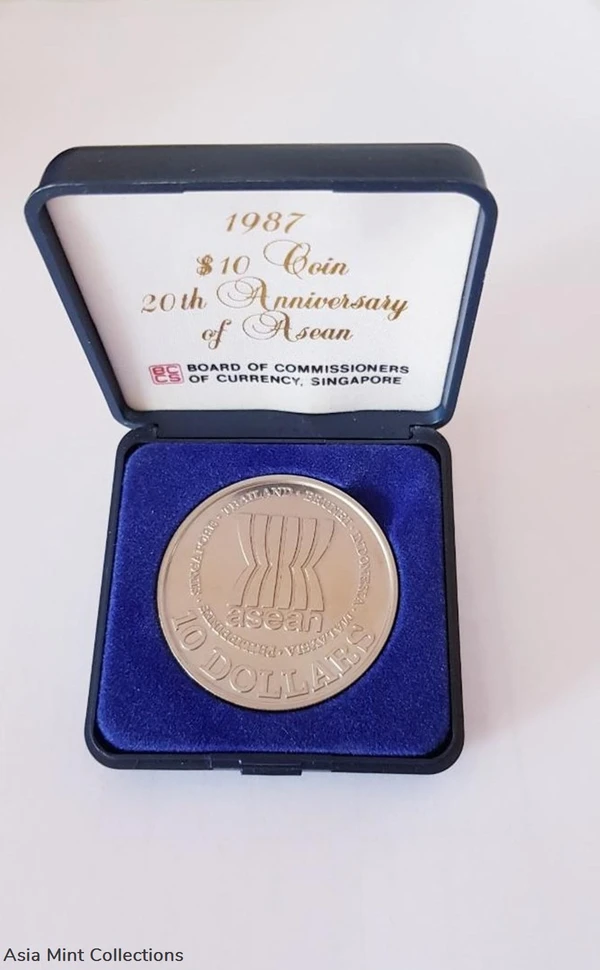 1987年 シンガポール 10ドル 大型プルーフ銀貨 ASEAN設立20周年記念 1987年 シンガポール 10ドル 大型プルーフ銀貨 ASEAN設立20周年
