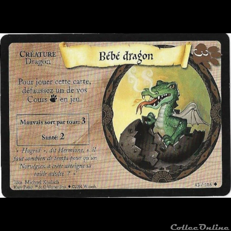 Tcg Harry Potter Set De Base 043 Bebe Dragon Peu