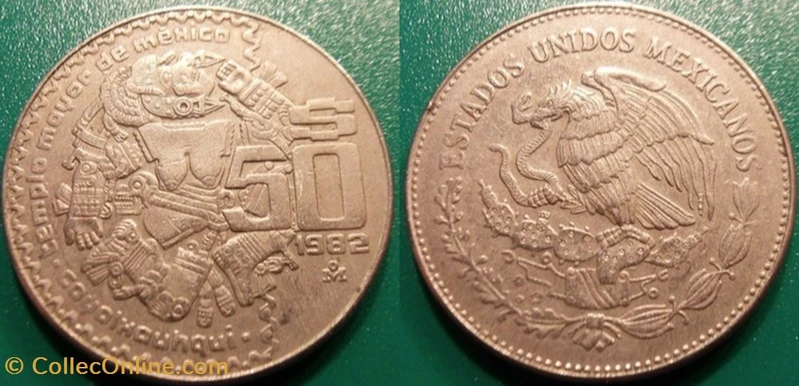 50 Pesos 1982 Coins World Mexico Metal Copper Nickel