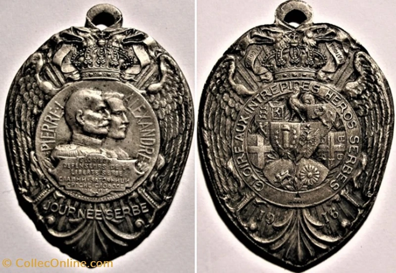 medaille  journee   serbe  glorieux defenseurs    ww1 couleur bronze 