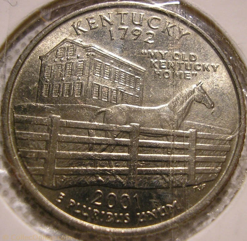 Commemorative Coin Race Horse Key Ring 2001 Kentucky State Quarter Keychain U.S 