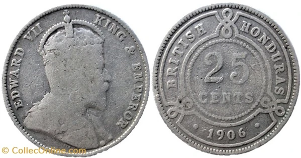 Edward VII - 25 Cents 1906 - British Honduras - Coins - World