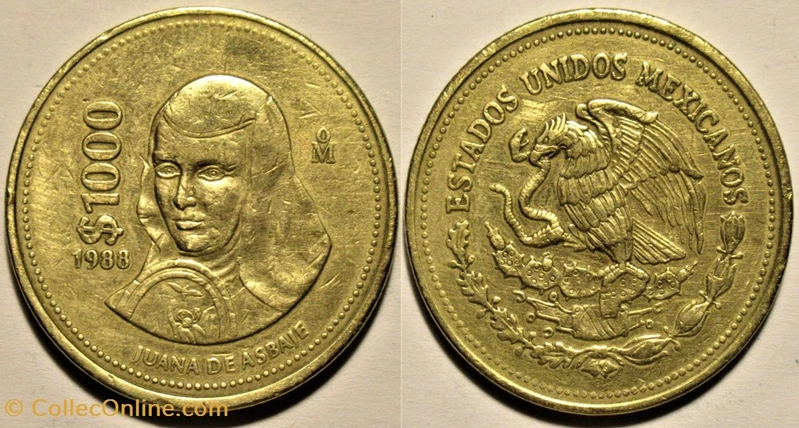 M xico 1988 1000 Pesos Sor Juana In s de la Cruz E.U