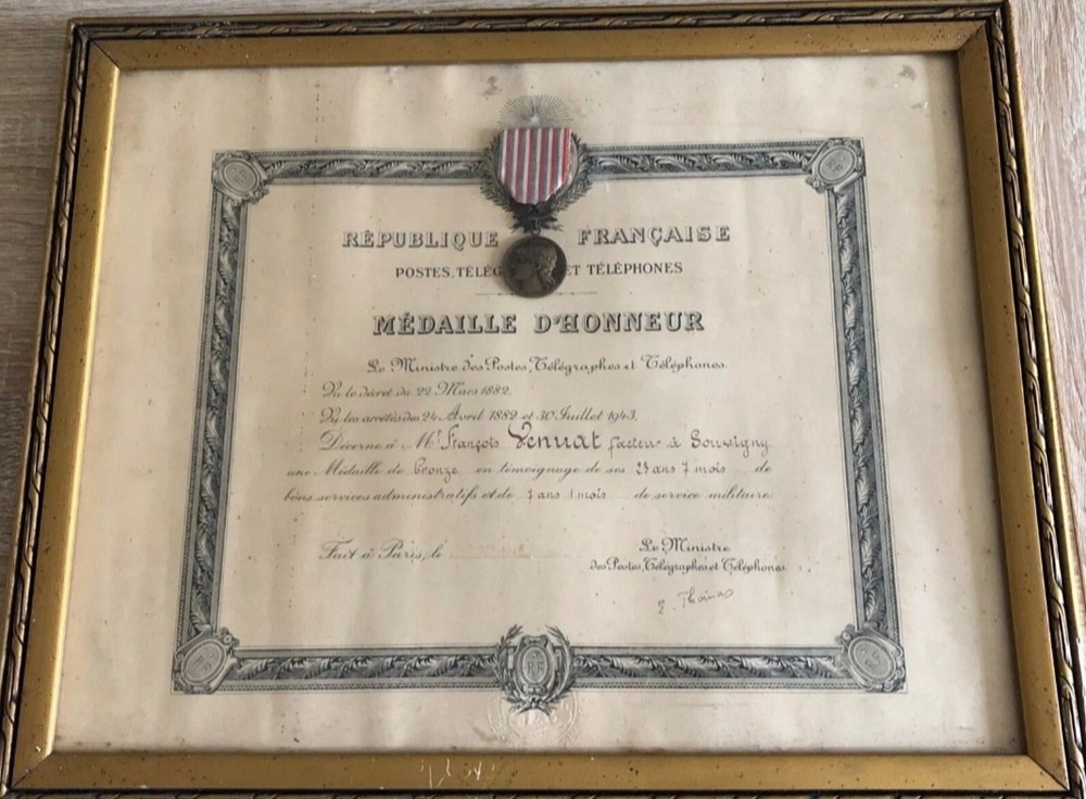 diplomes 2 medaille honneur des postes telegraphes et telephones