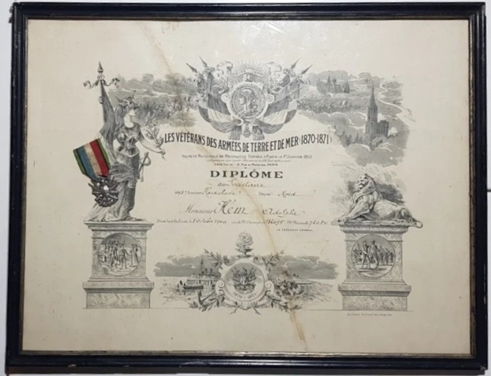 Diplômes #18 - médaille de la Société Nationale des Vétérans des armées de terre et de mer 1870-1971 diplomes 18 medaille de la societe nationale des veterans des armees de terre et de mer 1870 1971