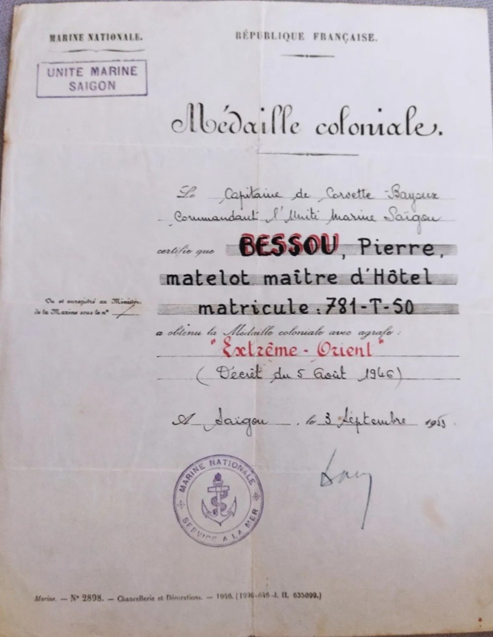 Diplômes #25 - médaille coloniale EXTRÊME-ORIENT (n° 4) diplomes 25 medaille coloniale extreme orient n 4