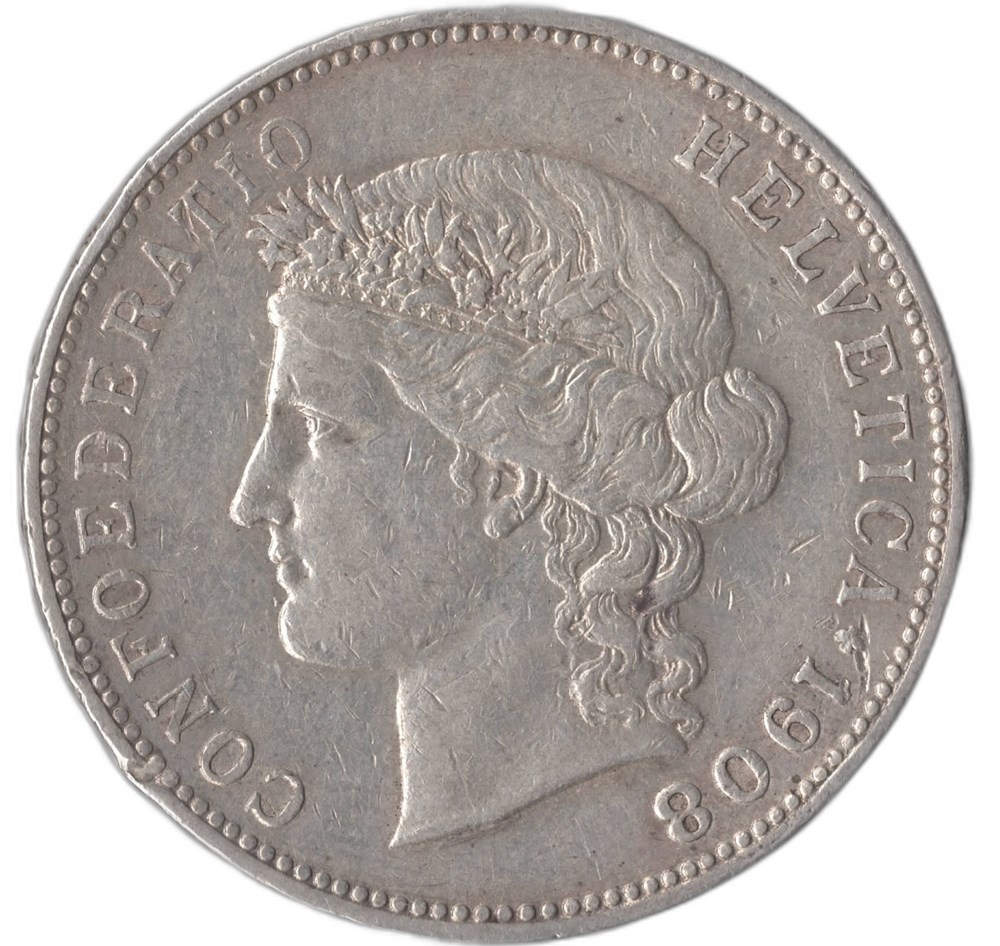 5 francs Suisse 1888-1916 Pièces de 5 francs suisses de 1888 à 1916.