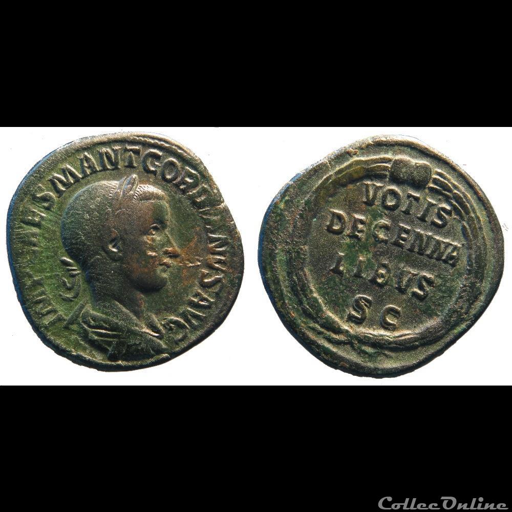  Les sesterces &eacute;mis entre 238 et 244 durant le r&egrave;gne de Gordien III &nbsp; Composition&nbsp; &nbsp; Sesterces 118 monnaies Monnaies d&eacute;coup&eacute;es 2 demi sesterces, 1 quart de sesterce et...