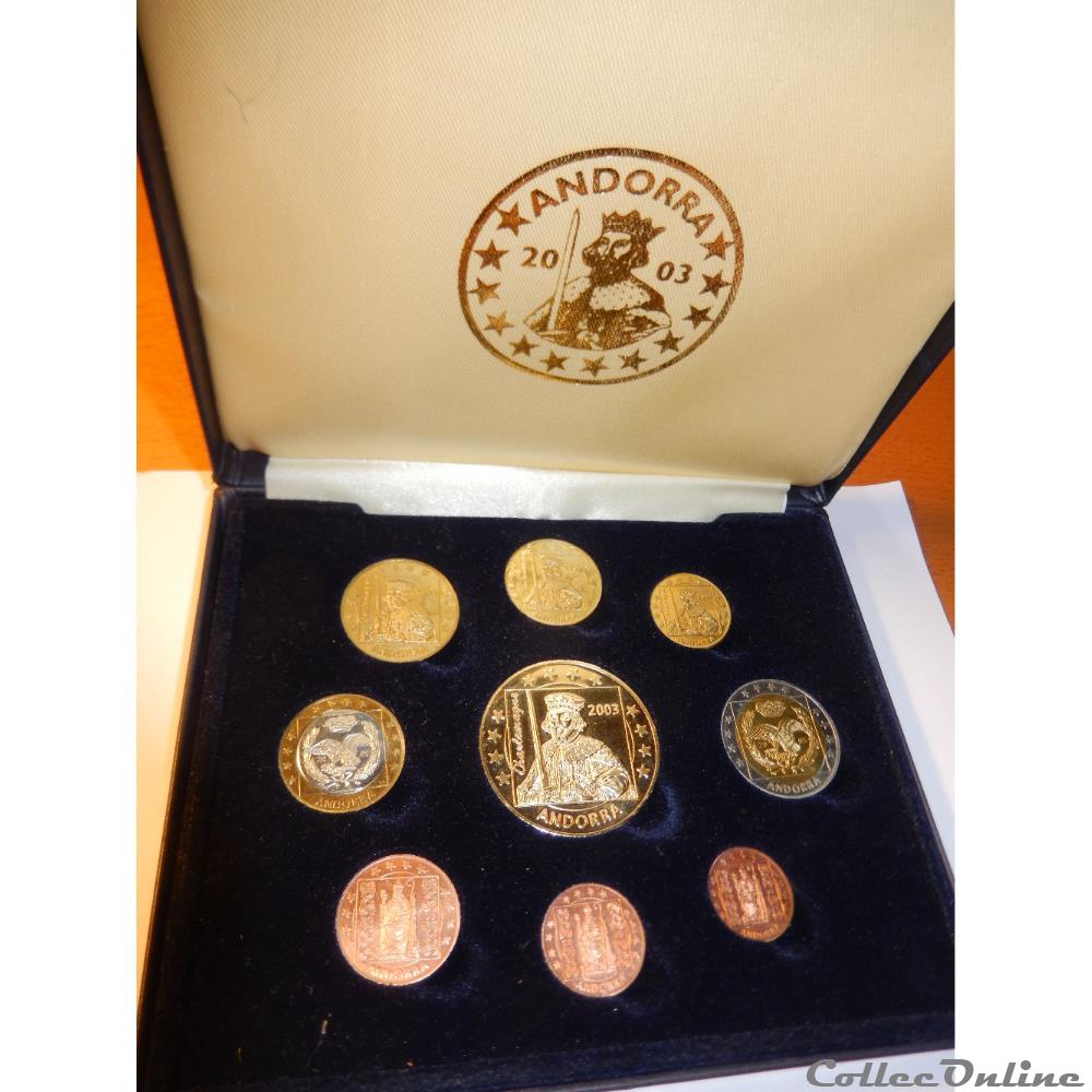 Monnaies Andorre, coffret essai euro 2003 Coffret essai euro Andorre 2003 de 1 centime à 5 euros tirage 1 400 exemplaires