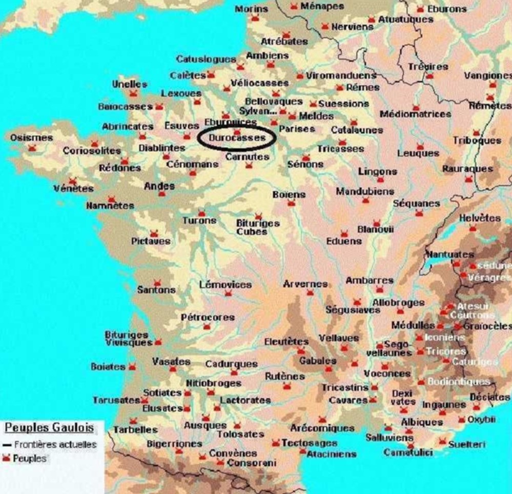  latin : DUROCASSES&nbsp; &eacute;tymologie : les guerriers de la colline fortifi&eacute;e . situation : DREUX&nbsp; capitale : DREUX ( DUROCSSIUM ) GAULE CHEVELUE CELTIQUE&nbsp;&nbsp; peuple qui n'est pas cit&eacute;...