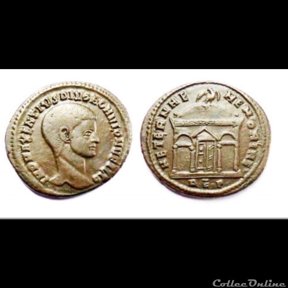 Romulus Folles struck under Maxentius in the name of his deified son Romulus