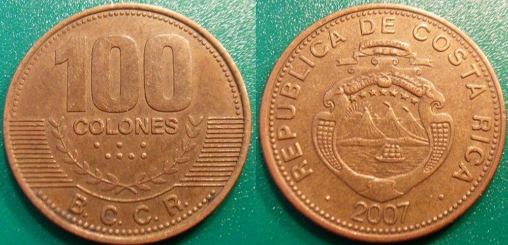 World Coins - Costa-Rica Monnaies modernes (maxi 100 ans) issues de brocantes, de bourses et de collègues rentrant de voyage