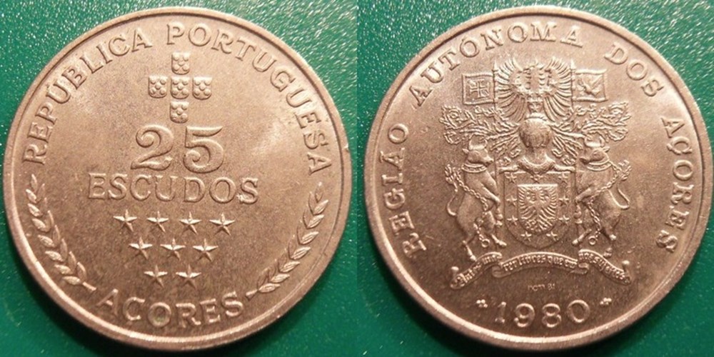 World Coins - Açores autonomie régionale Monnaies modernes (maxi 100 ans) issues de brocantes, de bourses et de collègues rentrant de voyage
