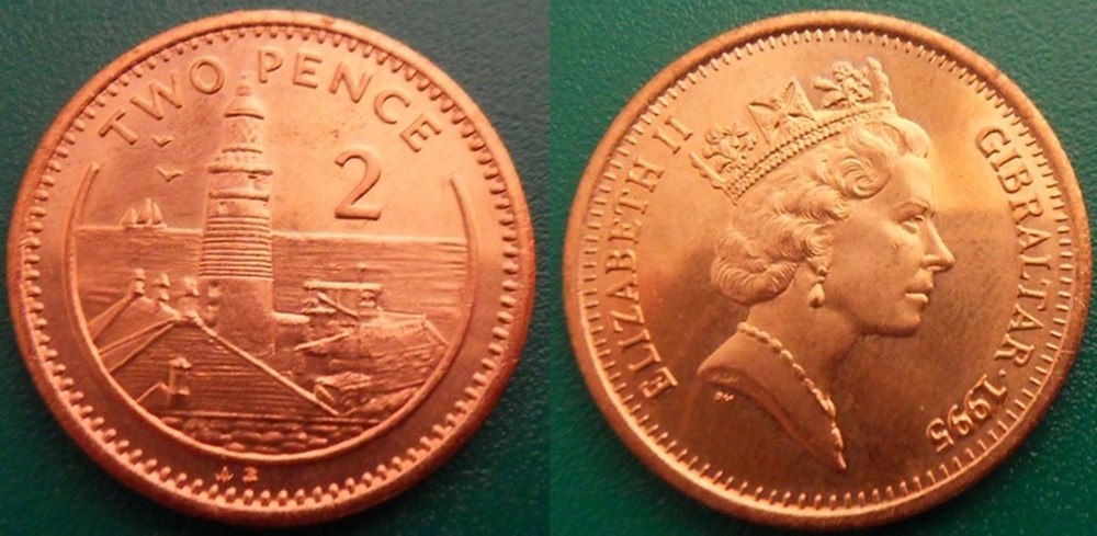 World Coins - Gibraltar Monnaies modernes (maxi 100 ans) issues de brocantes, de bourses et de collègues rentrant de voyage