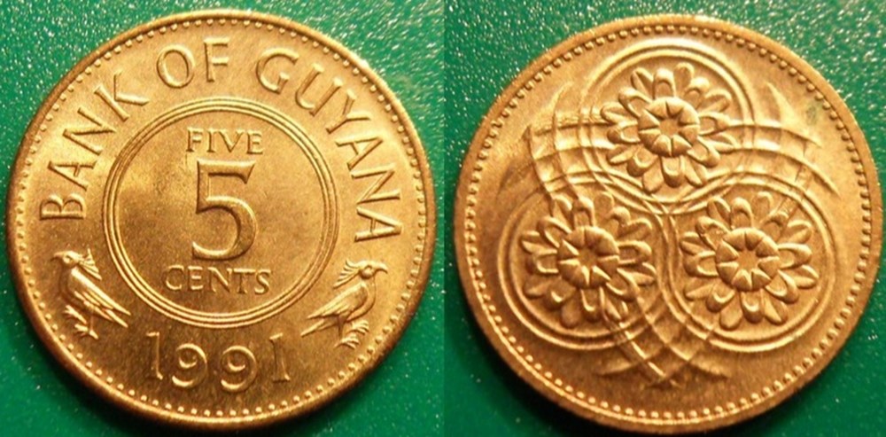 World Coins - Guyana Monnaies modernes (maxi 100 ans) issues de brocantes, de bourses et de collègues rentrant de voyage
