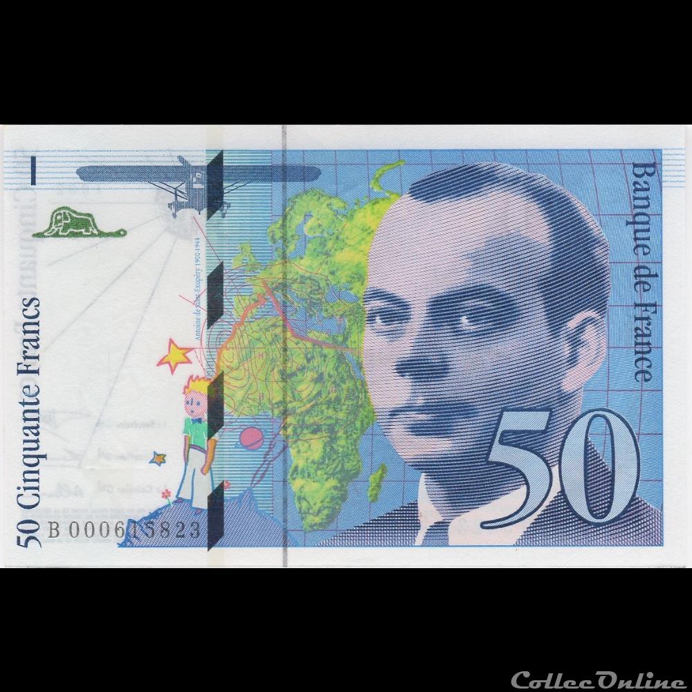  Billet de 50 francs Saint-Exup&eacute;ry &nbsp; &nbsp; &nbsp; Caract&eacute;ristiques Pays officiellement utilisateurs &nbsp; France Valeur 50 francs Largeur 123 mm Hauteur 80 mm Caract&eacute;ristiques de s&eacute;curit&eacute; Filigrane Fil de...