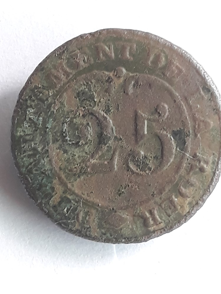  bouton du Corps Auxiliaire de la Gendarmerie, Compagnie de r&eacute;serve d&eacute;partementales - 1805-1814 La 25 i&egrave;me L&eacute;gion regroupait les d&eacute;partements de la rive gauche du Rhin : Rhin-et-Moselle, Ro&euml;r...