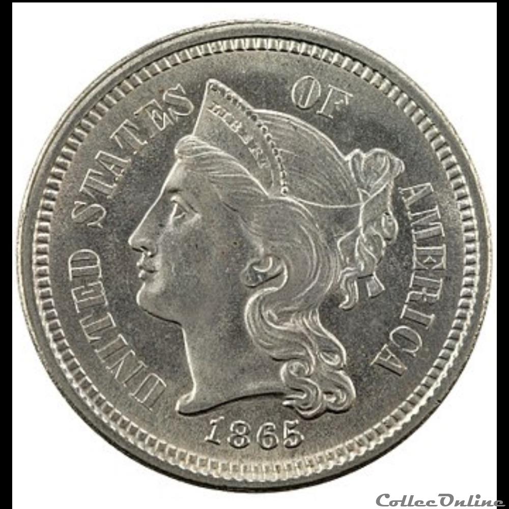 Three Cents - Nickel (1865-1889) USA Nickel Three Cents (1865-1889) 