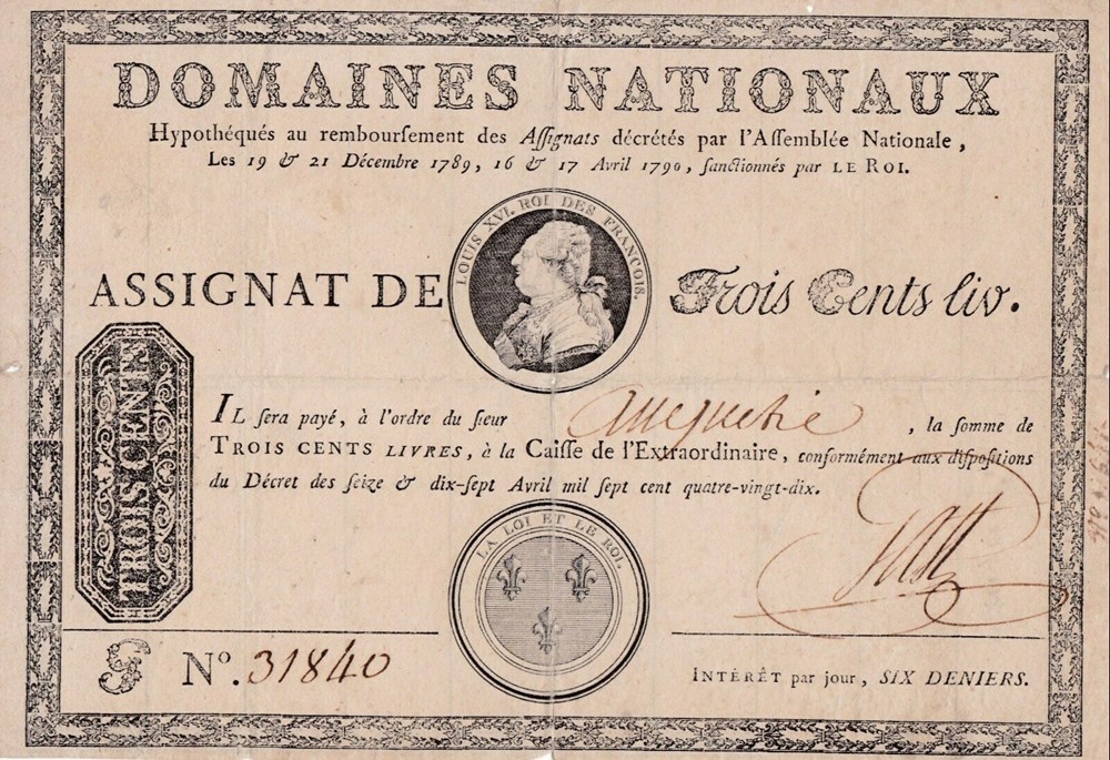  Cette collection comprend tous types d'assignats, de mandats territoriaux ainsi que diverses bons. 