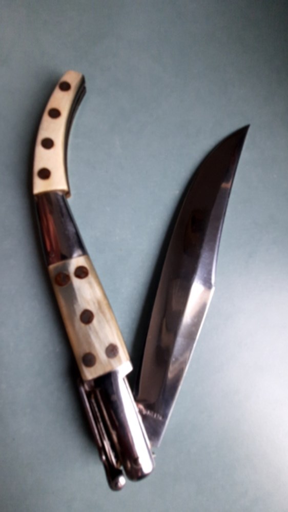  Navaja julian GALVAN&nbsp; Manche plaquette corne Longueur totale 38cm, ferm&eacute; 20cm 
