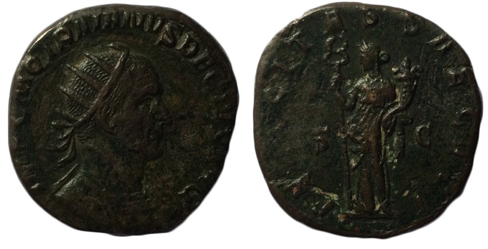  monnaies Romaine bronze &nbsp; double sesterce Trajan&nbsp;d&egrave;ce l'an 250 